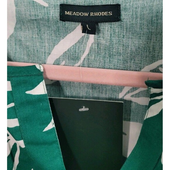 NWT Meadow Rhodes Green Leaf Print Summer Midi Dress Size Large - Picture 2 of 8